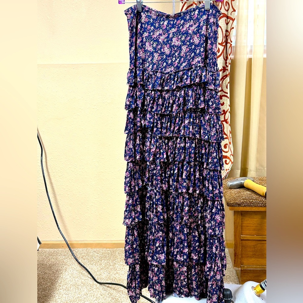 Multi-colored Tiered Maxi Skirt.